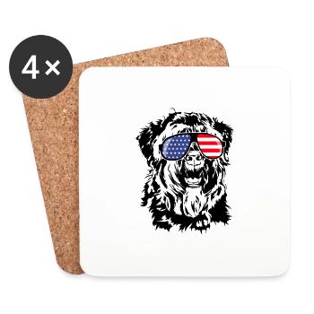 BOUVIER DES FLANDRES Amérique Flag Lunettes Wilsigns - Dessous de verre (lot de 4) - blanc - Devant
