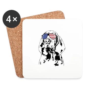 BRACCO ITALIANO Amérique Flag Lunettes Chien Wilsigns - Dessous de verre (lot de 4) - blanc - Devant