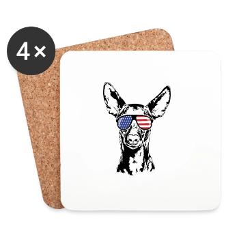 PHARAOH HOUND America Flag Dogs Wilsigns - Dessous de verre (lot de 4) - blanc - Devant