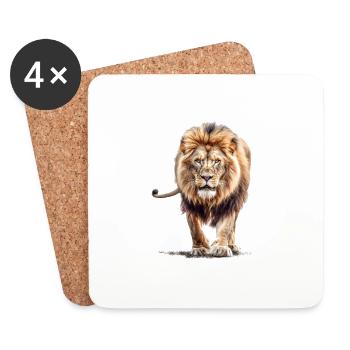 Lion - Dessous de verre (lot de 4) - blanc - Devant