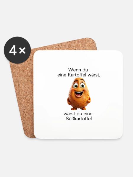 Süßkartoffel - Untersetzer (4er-Set) - Weiß