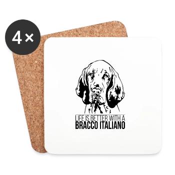 Bracco Italiano la vie est meilleure Chiens Wilsigns - Dessous de verre (lot de 4) - blanc - Devant