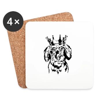 teckel à poil dur Teckel Krone Chiens Chien Wilsigns - Dessous de verre (lot de 4) - blanc - Devant