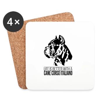Cane Corso Italiano life is better Dogs Wilsigns - Coasters (set of 4) - white - Front