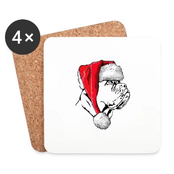 Santa Bordeauxdogge Weihnachten Hunde Wilsigns - Untersetzer (4er-Set) - Weiß - Vorne
