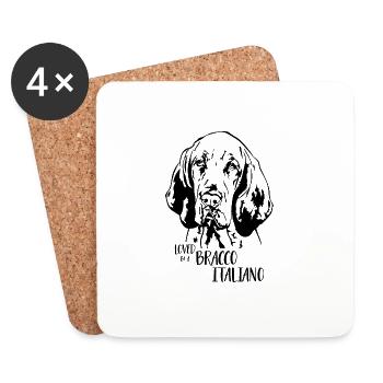 Aimé par un chien Bracco Italiano Chien Wilsigns - Dessous de verre (lot de 4) - blanc - Devant