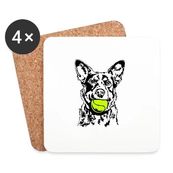 Cattle Dog Ball Balljunkie Hunde Wilsigns - Untersetzer (4er-Set) - Weiß - Vorne