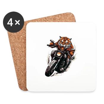 Tigre Moto Motard Bête - Dessous de verre (lot de 4) - blanc - Devant