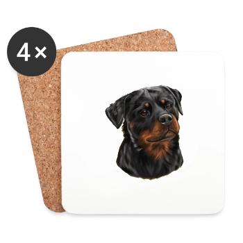 Rottweiler - Untersetzer (4er-Set) - Weiß - Vorne
