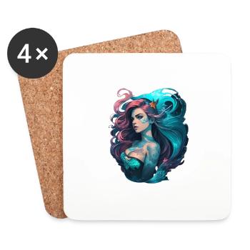Sirène avec tatouage - Dessous de verre (lot de 4) - blanc - Devant