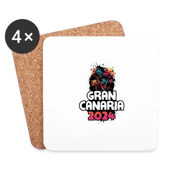 Gran Canaria 2024 Holiday Trip Colorful - Coasters (set of 4) - white - Front