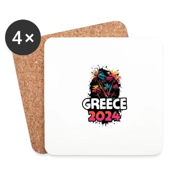 Greece 2024 Holiday Travel Colorful - Coasters (set of 4) - white - Front