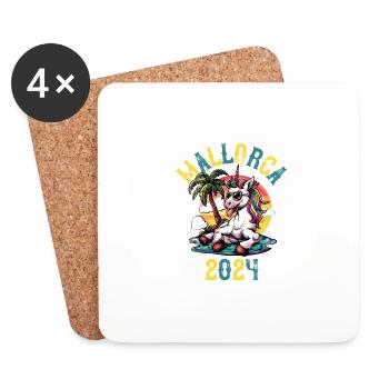 Majorque 2024 Licorne Party Vacances - Dessous de verre (lot de 4) - blanc - Devant