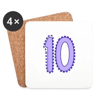 10. 10 JAHRE. 10. JAHRESTAG. 10-JÄHRIGES JUBILÄUM. - Untersetzer (4er-Set) - Weiß - Vorne