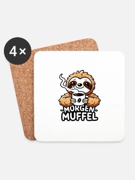Morgenmuffel - Untersetzer (4er-Set) - Weiß