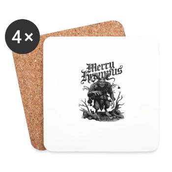 Merry Krampus für ein Krampus Kostüm - Untersetzer (4er-Set) - Weiß - Vorne