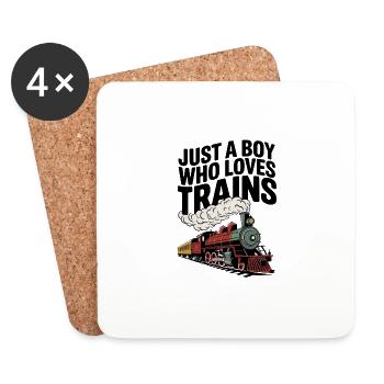 Just a Boy Who Loves Trains - Untersetzer (4er-Set) - Weiß - Vorne