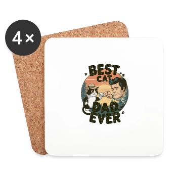 Best Cat Dad Ever für Katzenbesitzer - Untersetzer (4er-Set) - Weiß - Vorne
