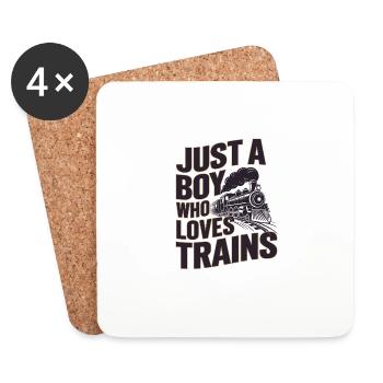 Just a Boy Who Loves Trains - Untersetzer (4er-Set) - Weiß - Vorne
