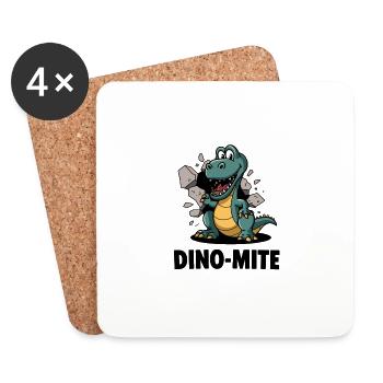Dino-Mite Lustiges Dinosaurier Wortspiel für eine - Untersetzer (4er-Set) - Weiß - Vorne