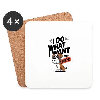 I Do What I Want I Am A Boxer Hund - Untersetzer (4er-Set) - Weiß - Vorne