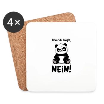 Avant de demander à aucun panda Bear Mauvaise humeur - Dessous de verre (lot de 4) - blanc - Devant