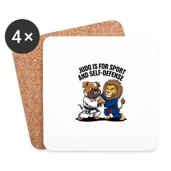 Judo for sports and self-defense with lion - Coasters (set of 4) - white - Front