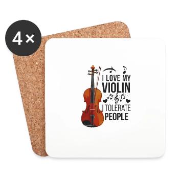 I love my violin and tolerate people - Coasters (set of 4) - white - Front
