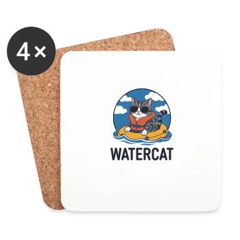 Découvrez le Watercat cool avec des lunettes de soleil sur - Dessous de verre (lot de 4) - blanc - Devant