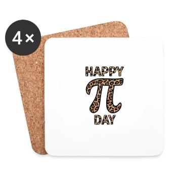 Happy Pi Day Leopard Design - Coasters (set of 4) - white - Front