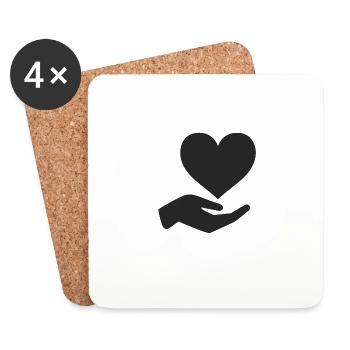 Heart in hand symbol of care - Coasters (set of 4) - white - Front