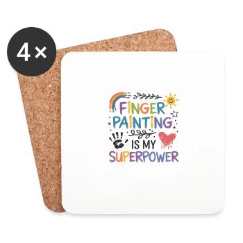 Finger Painting Ist Meine Superkraft Regenbogen - Untersetzer (4er-Set) - Weiß - Vorne