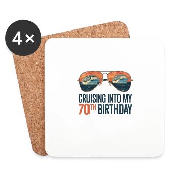 Croisière du 70e anniversaire avec - Dessous de verre (lot de 4) - blanc - Devant
