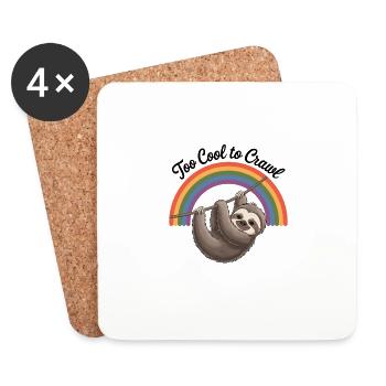 Too Cool To Crawl Sloth Rainbow Design - Coasters (set of 4) - white - Front