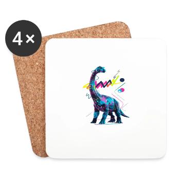 Neon Dinosaurier Abstrakt Kunstwerk - Untersetzer (4er-Set) - Weiß - Vorne