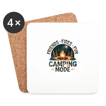 Camping Fashion Friends Fire Fun Forest - Coasters (set of 4) - white - Front