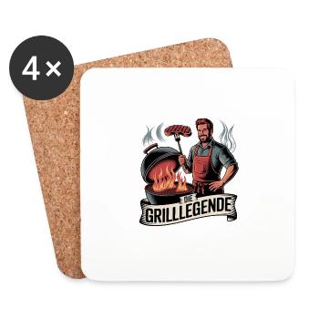 The barbecue tent – perfect for BBQ lovers and - Coasters (set of 4) - white - Front