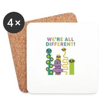 Nous sommes tous différents ! Créatures colorées - Dessous de verre (lot de 4) - blanc - Devant