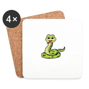 Serpent doux - Dessous de verre (lot de 4) - blanc - Devant