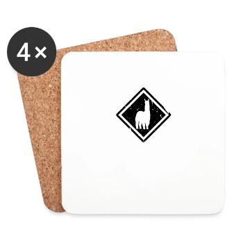 Alpaka Symbol Schild Zeichen Bild - Untersetzer (4er-Set) - Weiß - Vorne