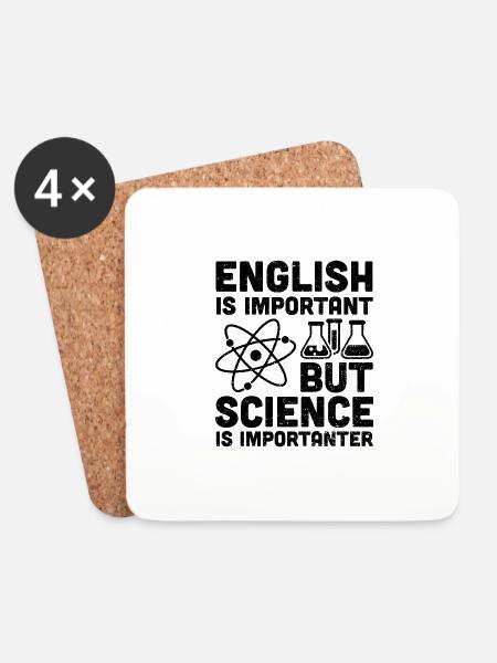 English Is Important But Science Is Importanter - Untersetzer (4er-Set) - Weiß