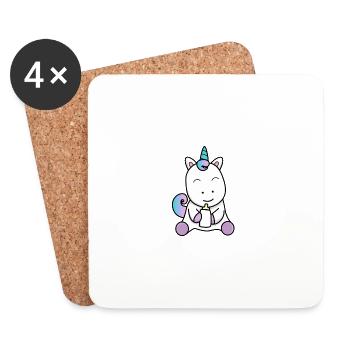 Bébé licorne - Dessous de verre (lot de 4) - blanc - Devant
