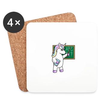 Professeur de licorne - Dessous de verre (lot de 4) - blanc - Devant
