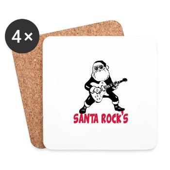 Santa rocks Gitarre Christmas Music Weihnachten - Untersetzer (4er-Set) - Weiß - Vorne