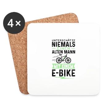 Unterschätze Niemals Einen Alten Mann Mit Einem - Untersetzer (4er-Set) - Weiß - Vorne