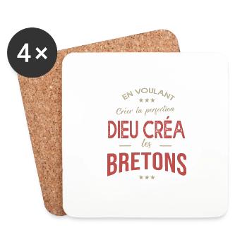 BRETON cadeau humour homme breton fierté bretagne - Dessous de verre (lot de 4) - blanc - Devant