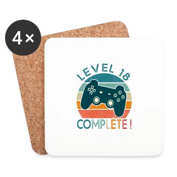 Level 18 gift video games Birthday 18 years. - Coasters (set of 4) - white - Front