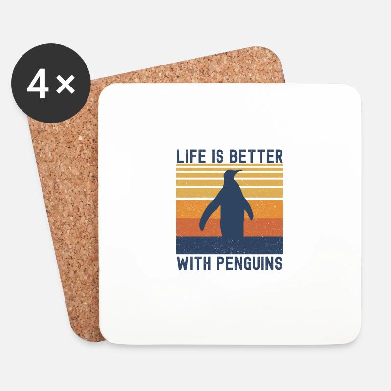 Penguin - Untersetzer (4er-Set) - Weiß