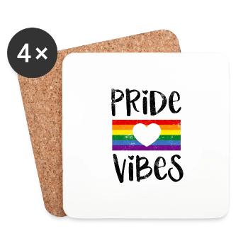 STOLZ VIBES LIEBE LIEBEN LBGT HERZEN SPRUCH MOTIV - Untersetzer (4er-Set) - Weiß - Vorne