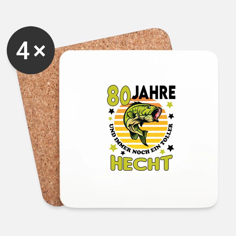 Geburtstag Toller Hecht Alter Jahre 80 - Untersetzer (4er-Set) - Weiß